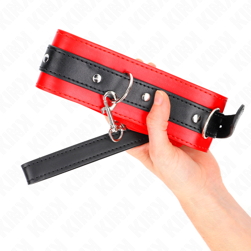 Red Bondage Collar with Leash Strap
