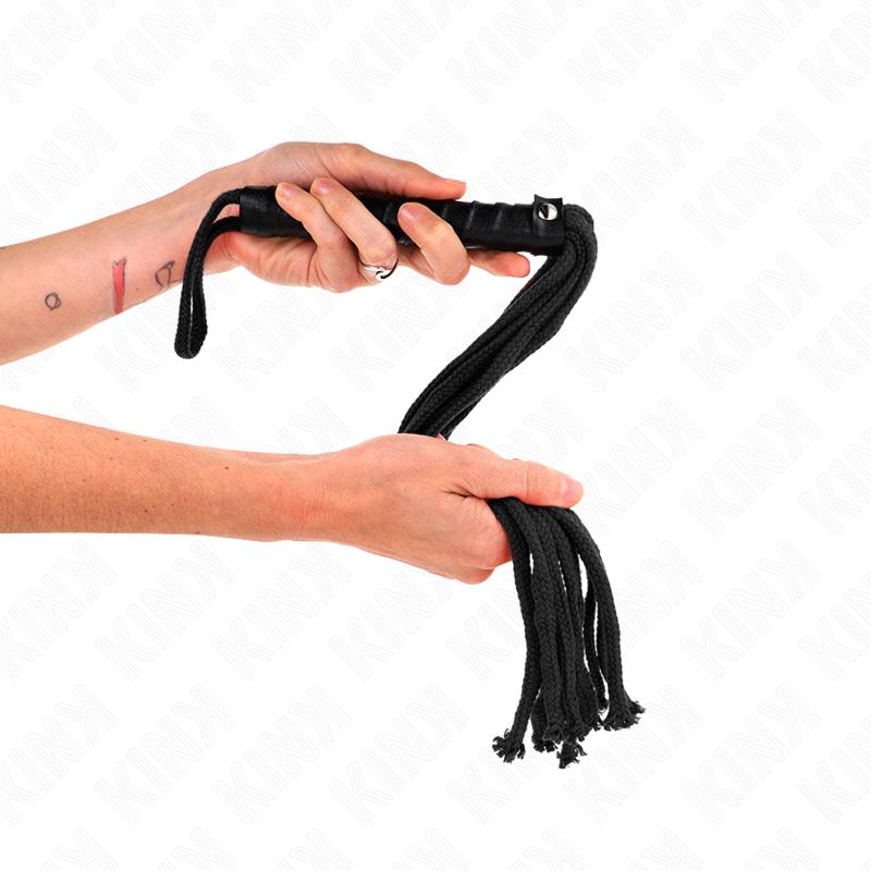 Black BDSM Rope Whip - 56 cm