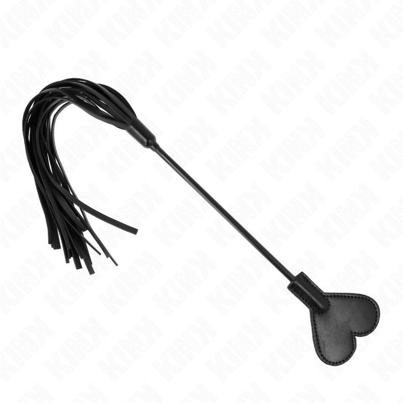 Heart Panel Leather Whip 35cm