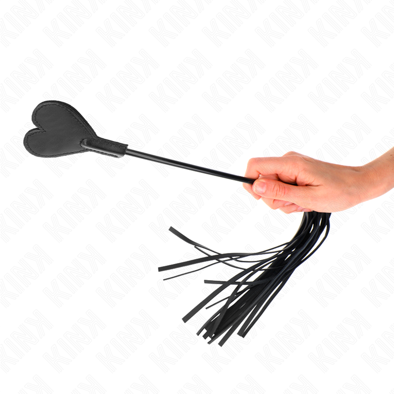 Heart Panel Leather Whip 35cm