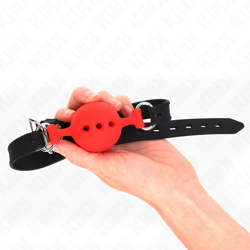 Adjustable Full Silicone Ball Gag Red