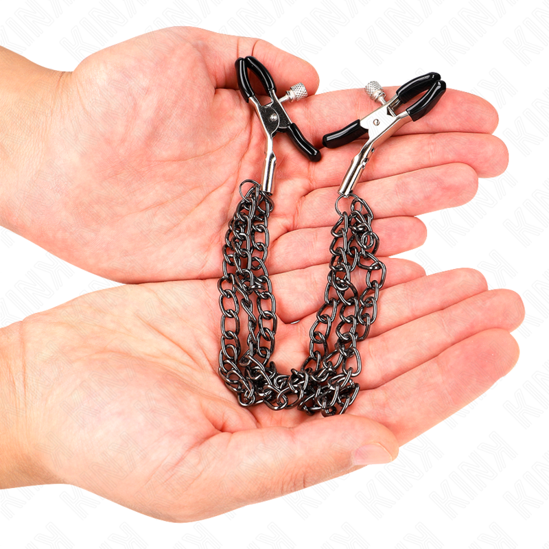 Black Triple Chain Nipple Clamps