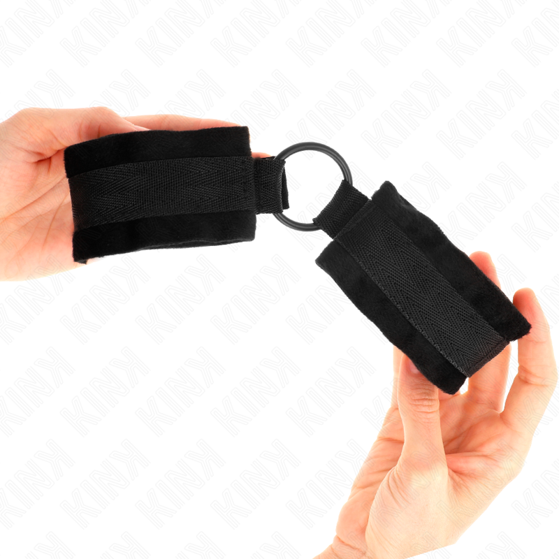 Adjustable Black Fur Hand Cuffs with O-Ring