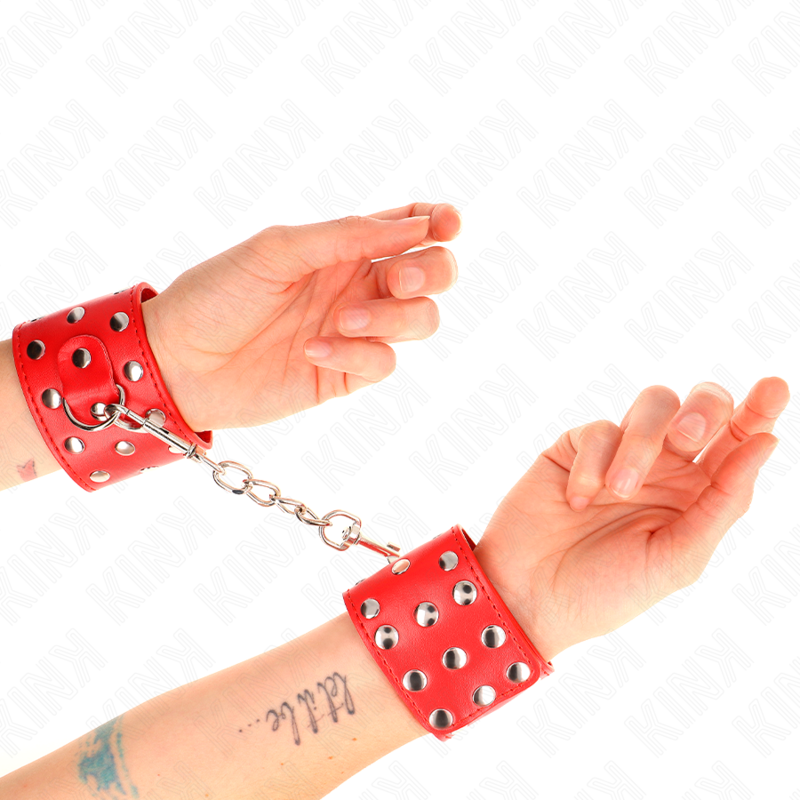 Red Riveted Adjustable Wrist Restraints