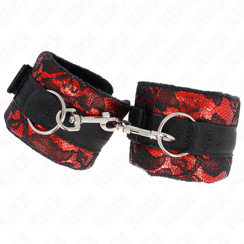 Velvet Lace Wrist Restraints - Red/Black