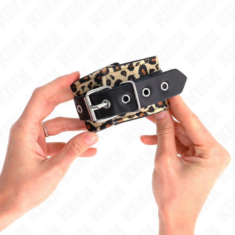 Esposas Ajustables para Muñecas de Cuero con Estampado de Leopardo
