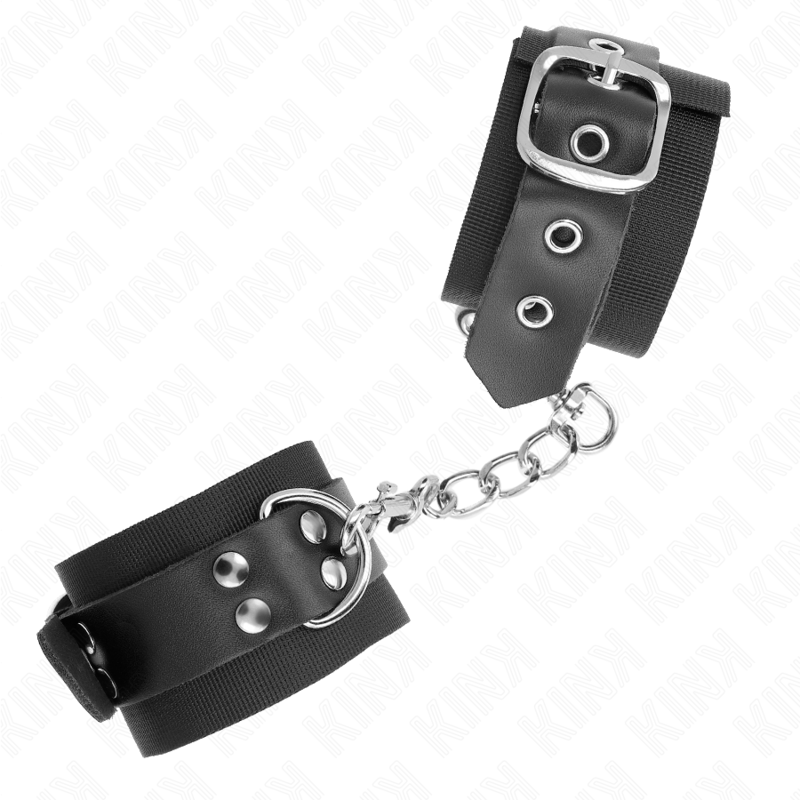 Black Nylon Wrist Restraints with Leather Belt