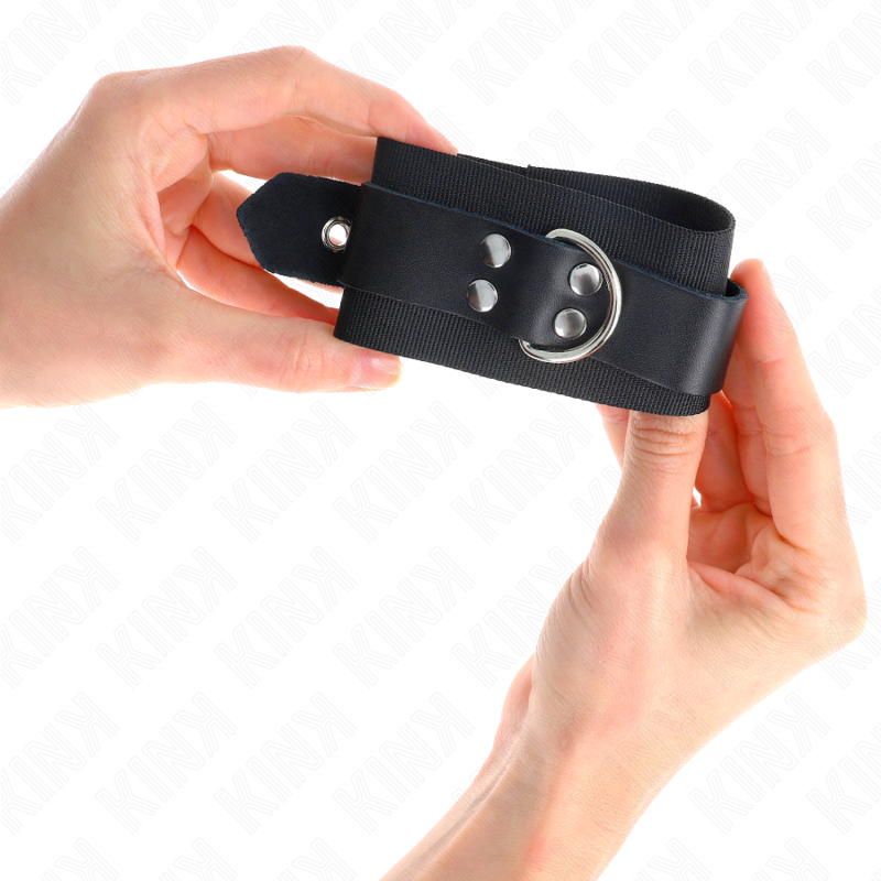 Black Nylon Wrist Restraints with Leather Belt