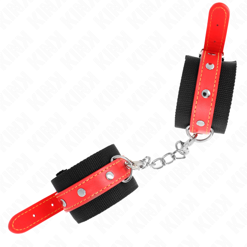 Black Nylon Wrist Restraints with Red Trim