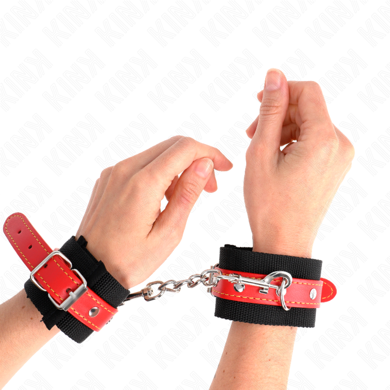 Black Nylon Wrist Restraints with Red Trim