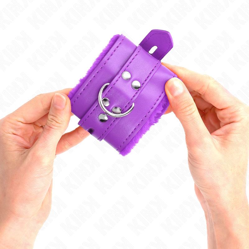 Fur Lined Adjustable Wrist Restraints - Purple