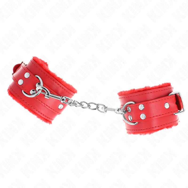 Esposas de Muñeca Rojas Ajustables con Forro de Piel