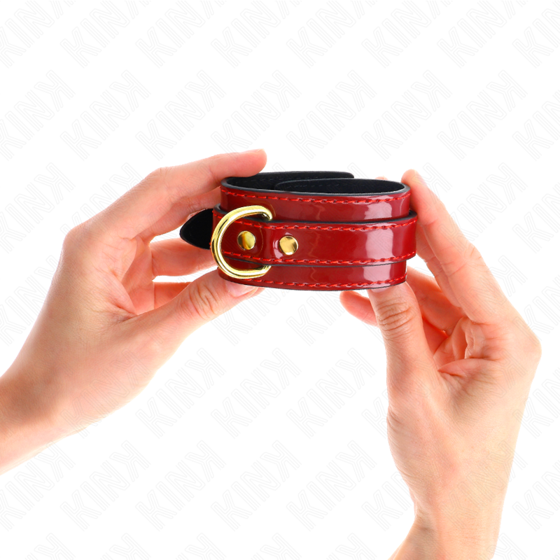 Red Adjustable Wrist Cuffs with Gold Chain