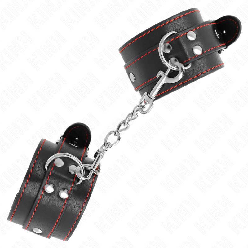 Black Wrist Restraints with Red Lining