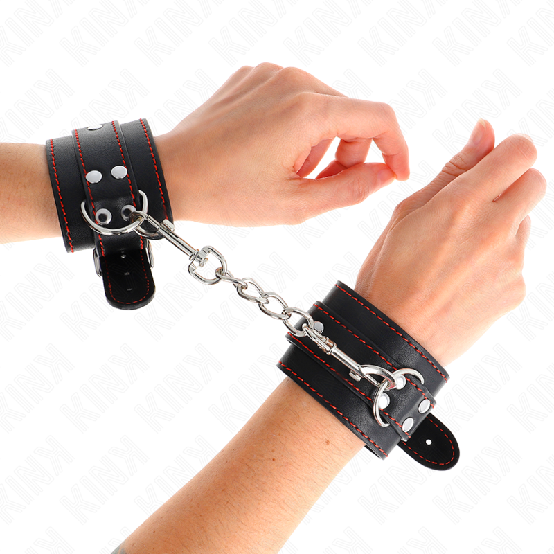 Black Wrist Restraints with Red Lining