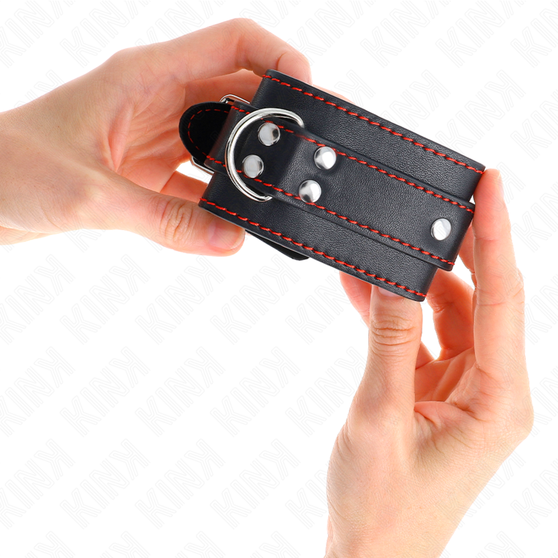 Black Wrist Restraints with Red Lining