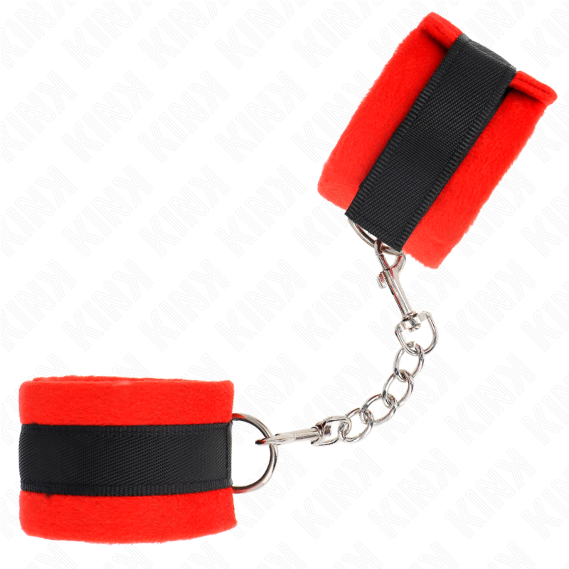 Plush Fur Beginner Handcuffs Black-Red