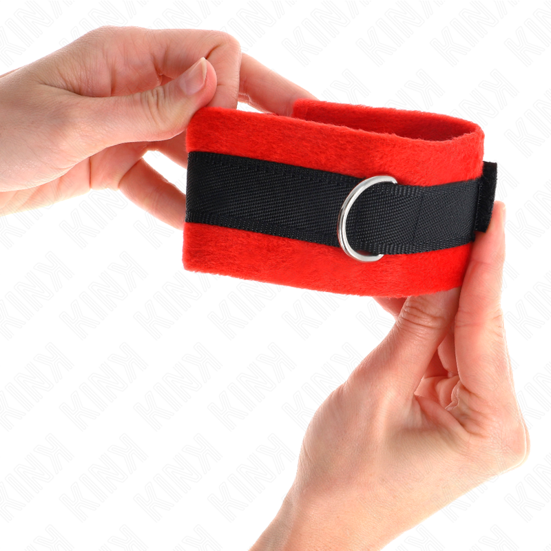 Plush Fur Beginner Handcuffs Black-Red
