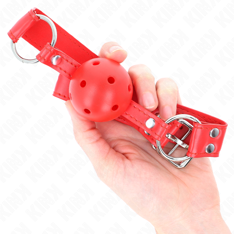 Red Hollow Hard Ball Gag 62x2cm
