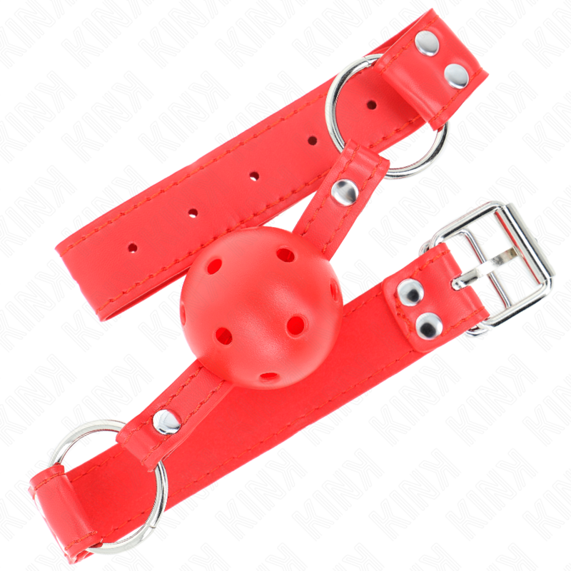 Red Hollow Hard Ball Gag 62x2cm