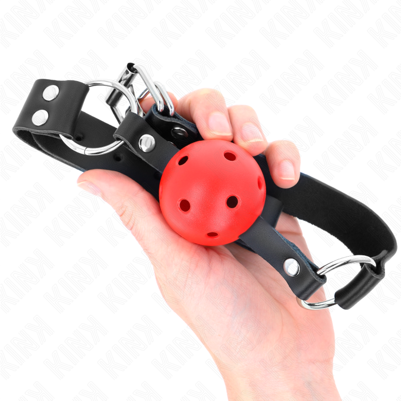 Breathable Ball Gag with Red Adjustable Strap