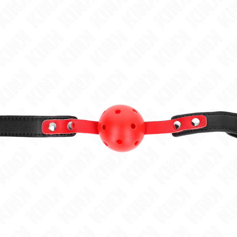 Red Hollow Ball Gag with Adjustable Strap