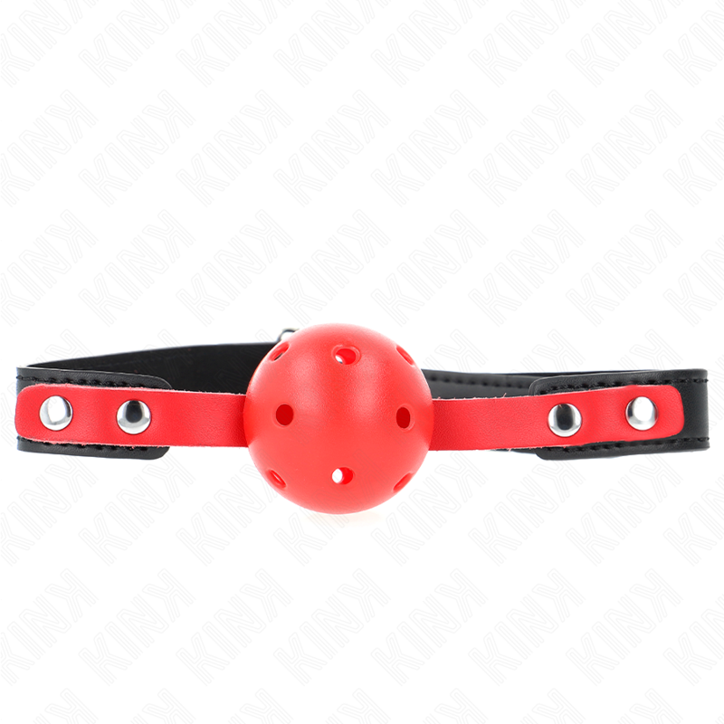 Red Hollow Ball Gag with Adjustable Strap