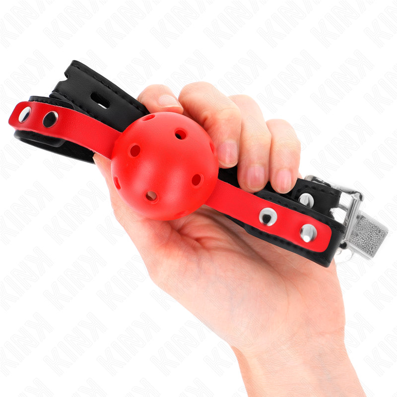 Red Hollow Ball Gag with Adjustable Strap