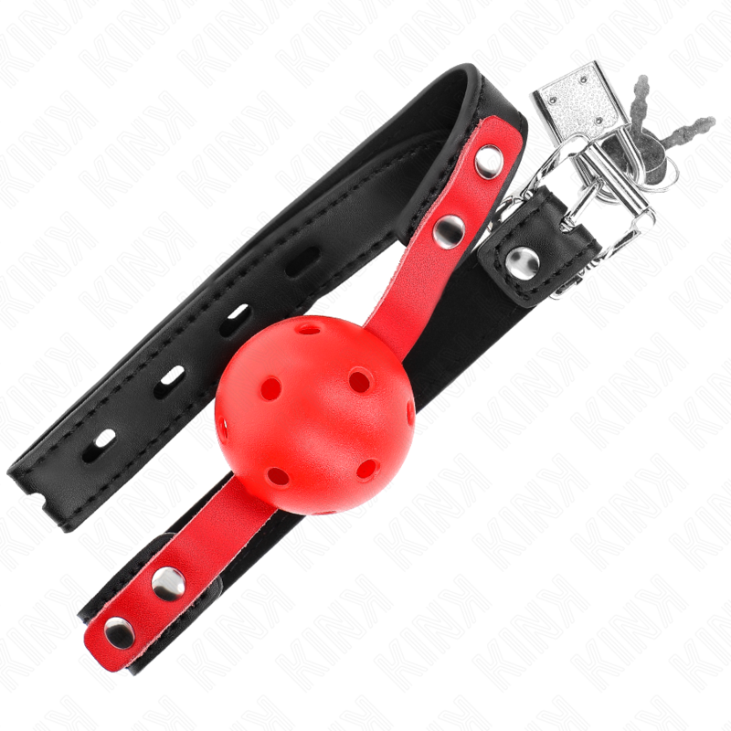 Red Hollow Ball Gag with Adjustable Strap