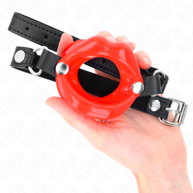 Red Adjustable Leatherette Lip Gag