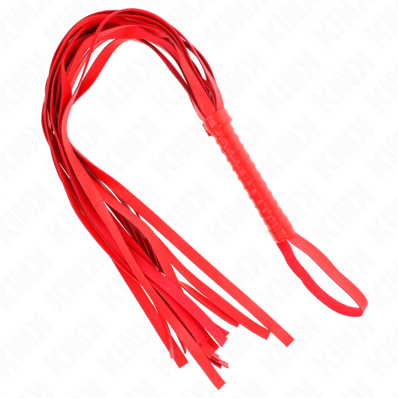 Látigo de Bondage con Mango Rojo y Cola Larga 70cm