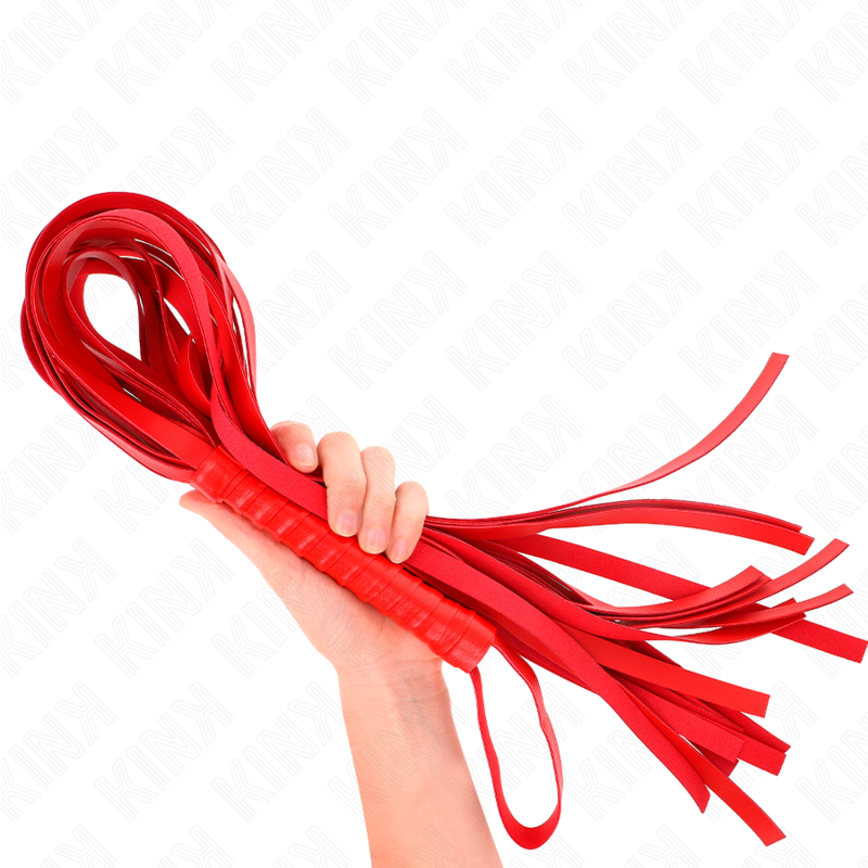 Látigo de Bondage con Mango Rojo y Cola Larga 70cm