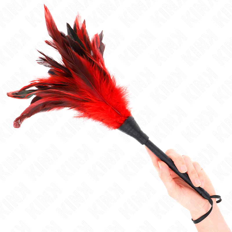 Red Horn-Shaped Feather Tickler 36cm