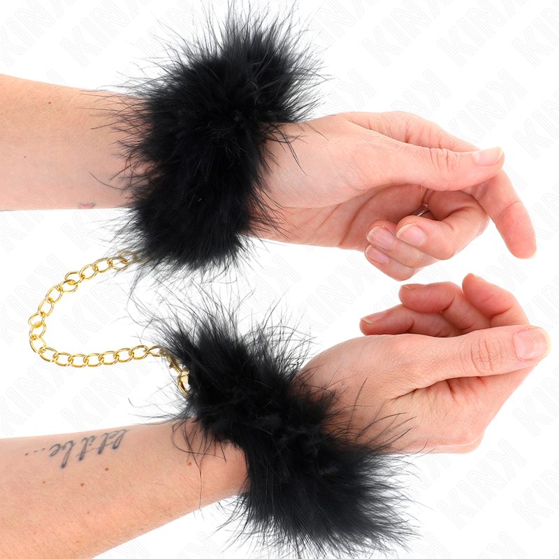 Elegant Feather Hand Cuffs With Gold Chain