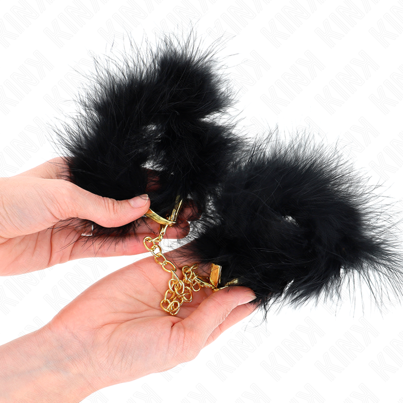 Elegant Feather Hand Cuffs With Gold Chain