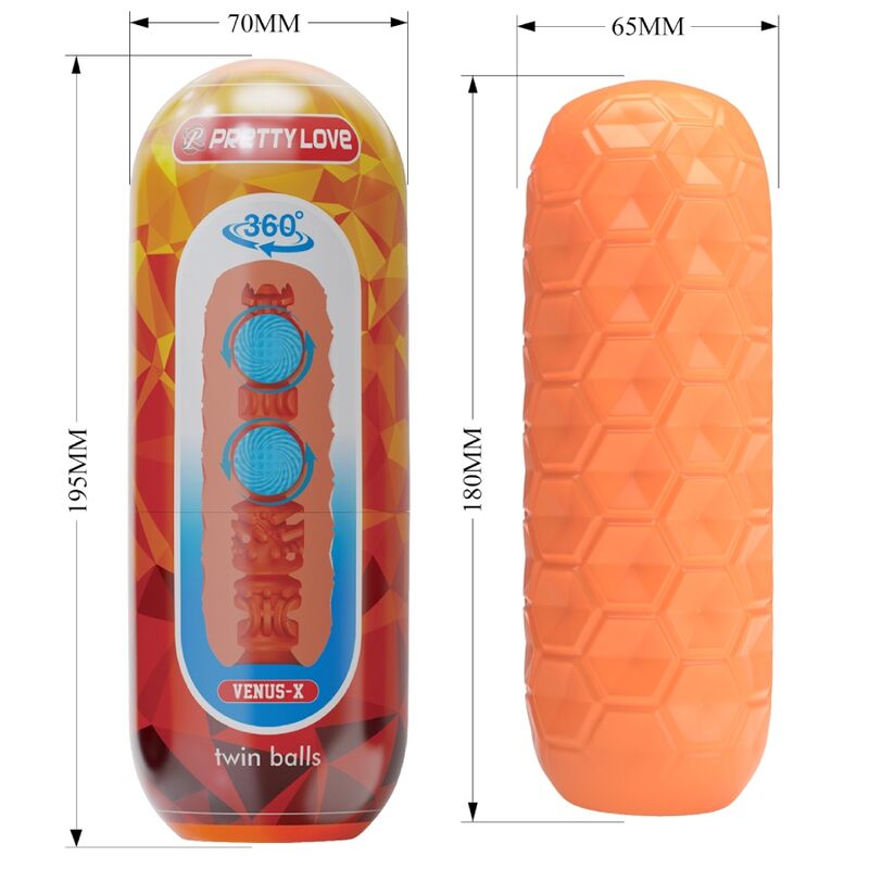 Masturbador Masculino de Doble Bola - Naranja
