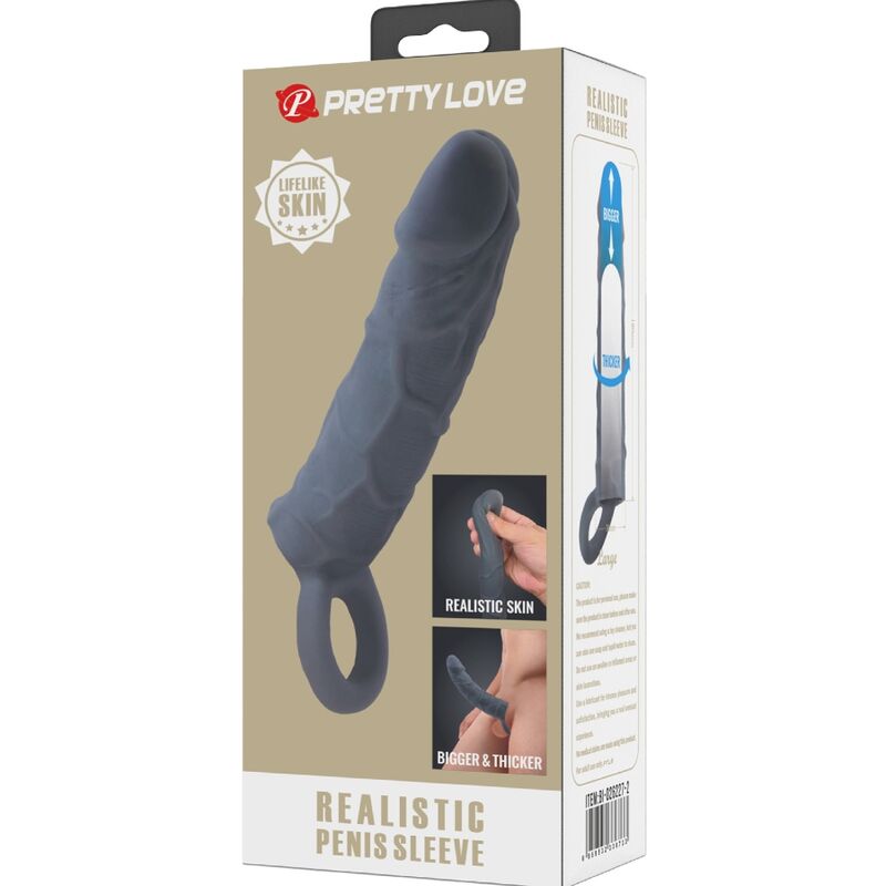 Dark Grey Realistic Penis Sleeve