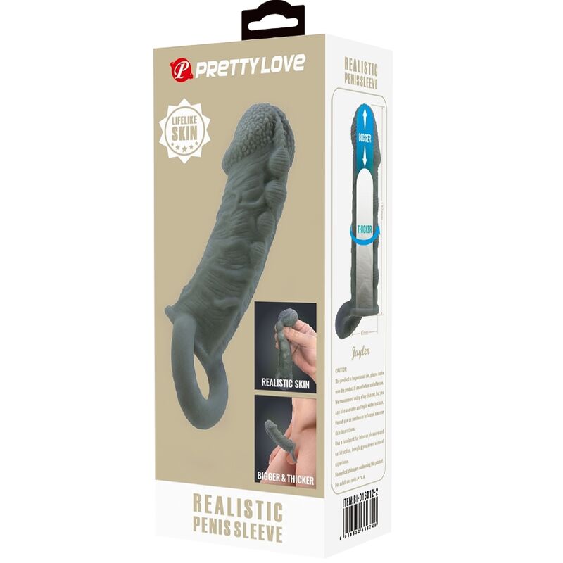 Grey Realistic Penis Enlarger Delay Sleeve