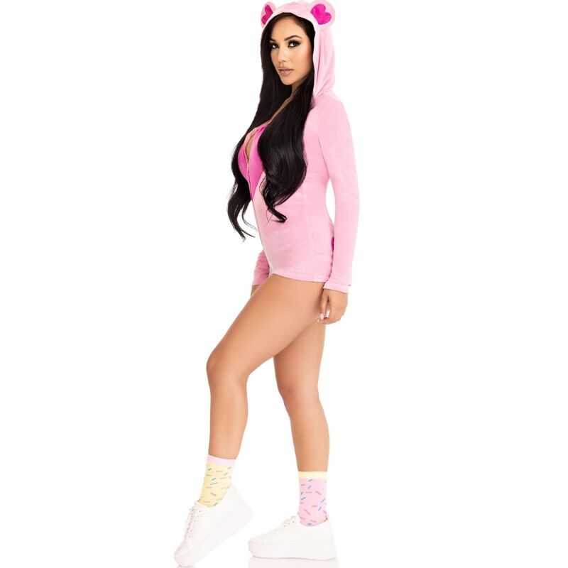 Pink Velvet Teddy Bear Bodysuit - S