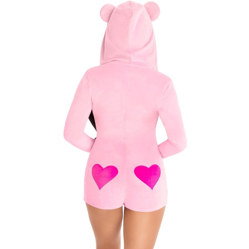 Pink Velvet Teddy Bear Bodysuit - S