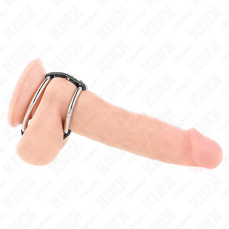 Double Metal & Leather Penis Ring Set