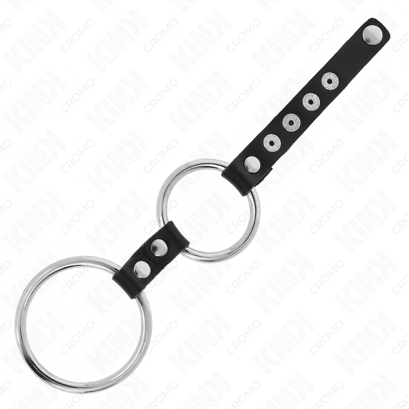 Double Metal & Leather Penis Ring Set