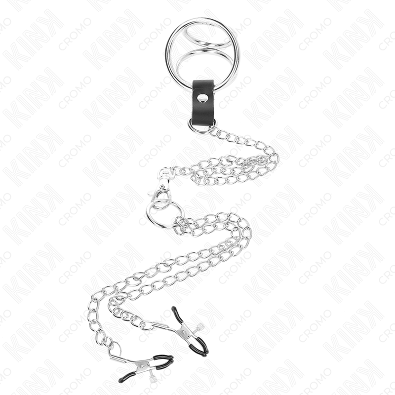 Triple Chrome Penis Ring Set with Nipple Clips