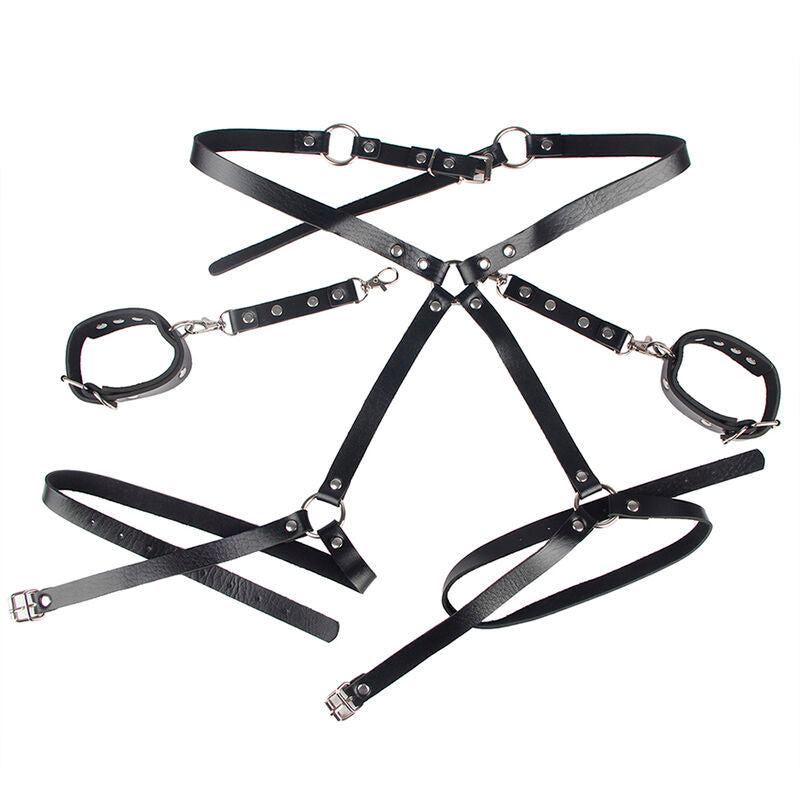 Esposas de Restricción Negras con Cinturón de Bondage