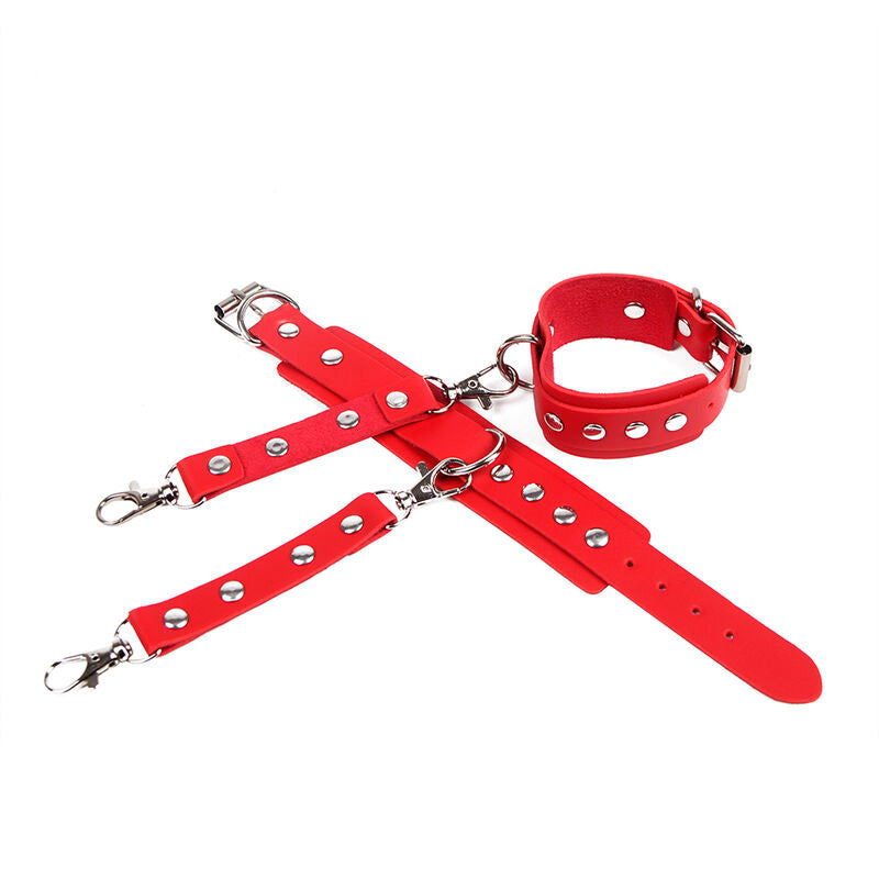 Red Bondage Handcuffs With Belt