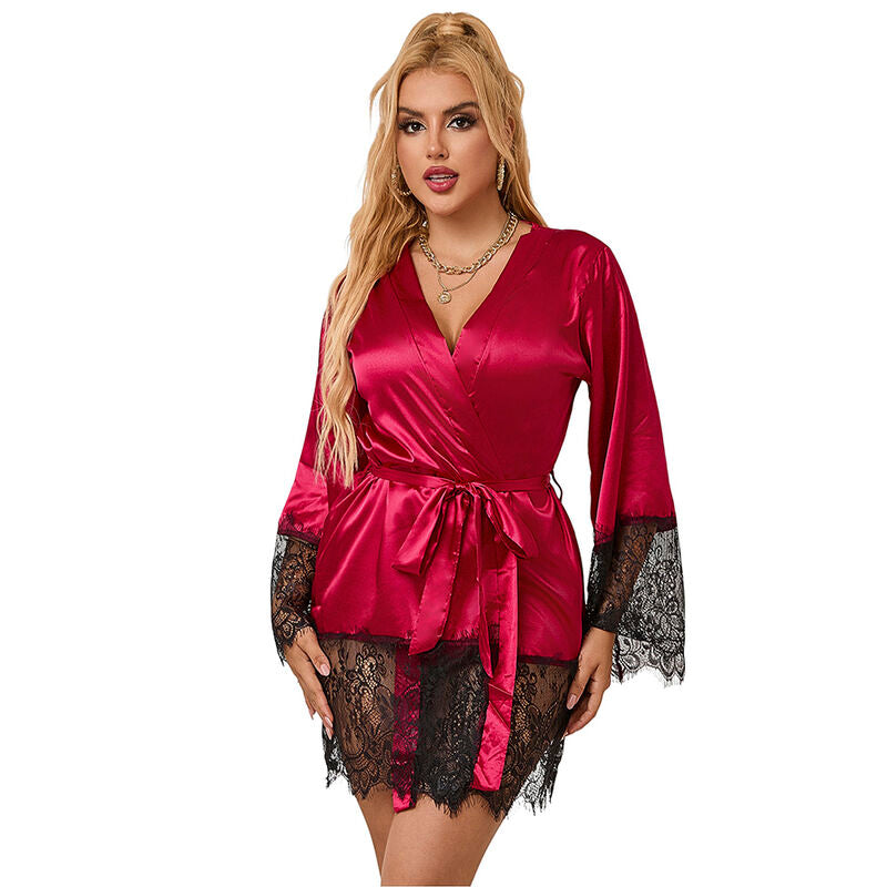 Elegant Red Lace Pajamas with Thong S/M