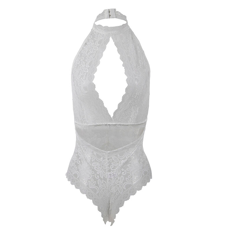Elegant White Lace Bodysuit L/XL