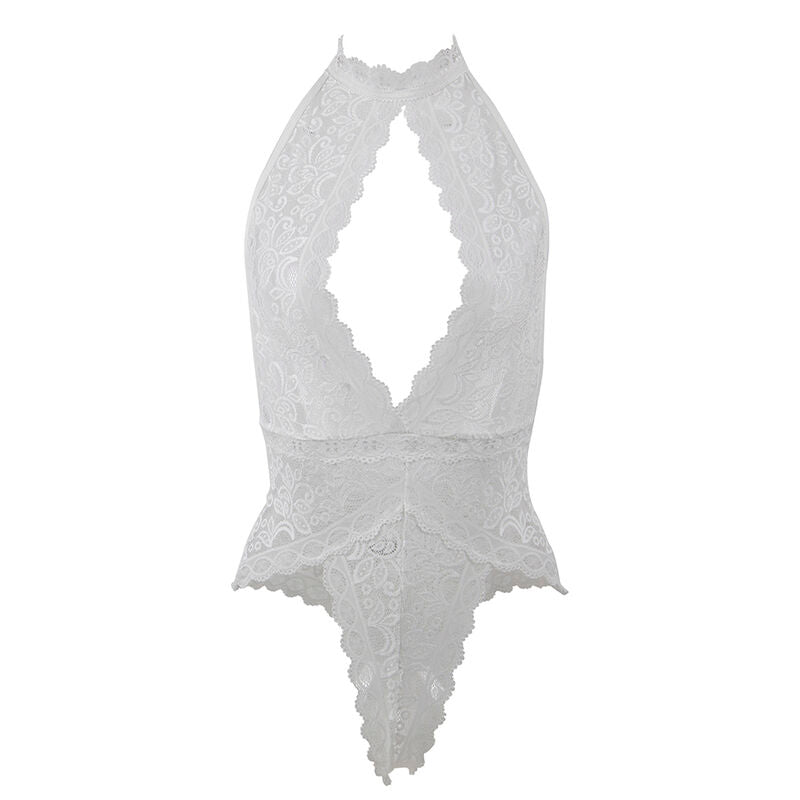 Elegant White Lace Bodysuit L/XL