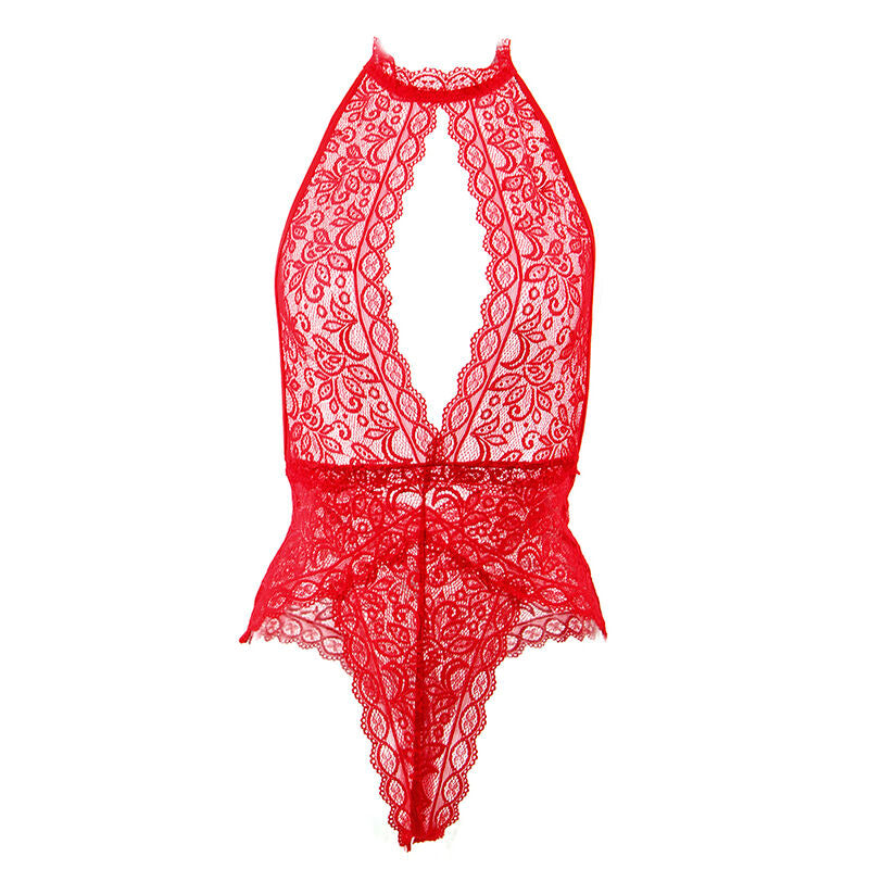 Open Cup Erotic Bodysuit - Red S/M