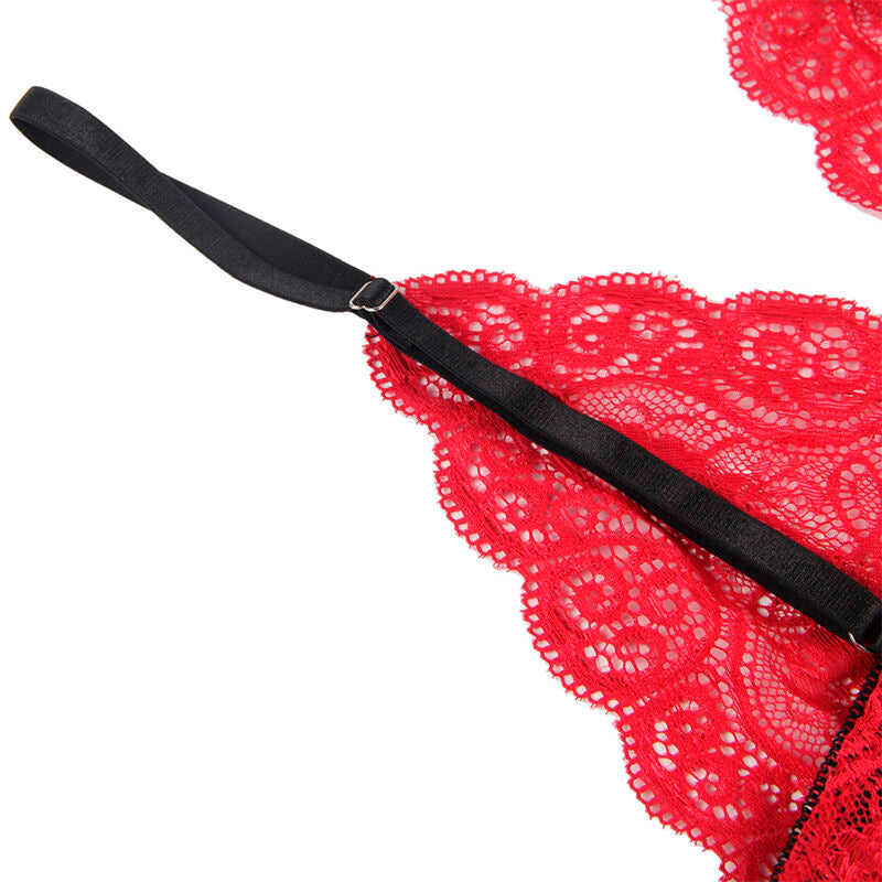 Seductive Red Silk & Lace Nightgown Set